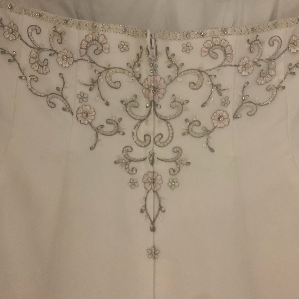 David's Bridal White Strapless Ruched Gown - Picture 4 of 10